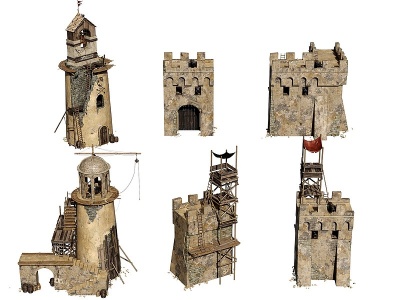 3d古代城墙塔楼模型