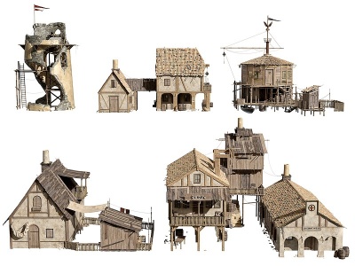 3d古代住宅建筑模型