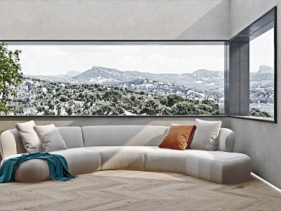 3d现代布艺弧形沙发模型