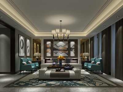 中式风格的客厅模型3d模型