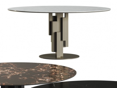 3d现代大理石圆形餐桌模型