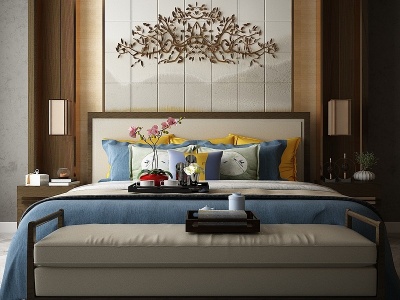 现代卧室大床模型