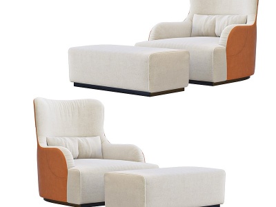 3d现代布艺沙发椅椅凳组合模型