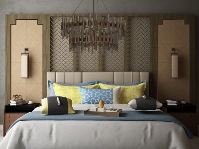 现代卧室大床模型3d模型