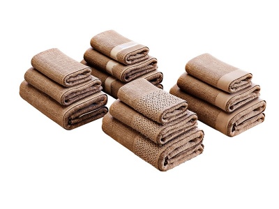 现代棕色毛巾组合模型
