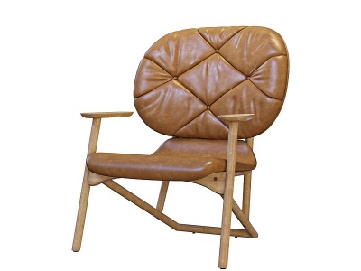 简欧皮革休闲单椅模型3d模型
