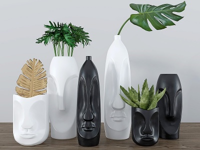 3d现代花瓶摆件盆景模型