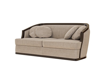 3d法式圆饼靠枕沙发模型