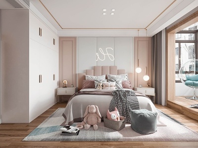 现代女孩子卧室模型3d模型