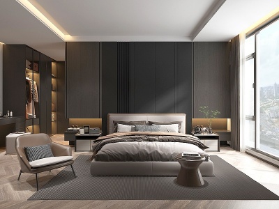 现代简约卧室模型3d模型