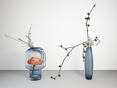 现代玻璃花瓶花卉模型3d模型