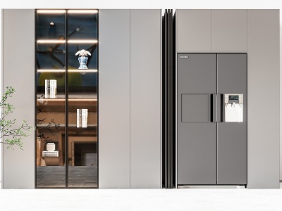 3d现代酒柜冰箱柜子模型