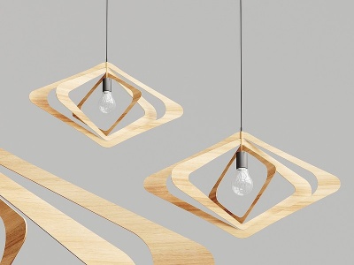 3d现代创意个性木质吊灯模型