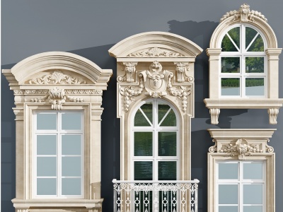 欧式法式古典雕花窗户模型