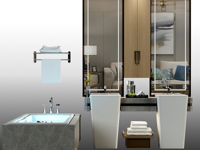 3d现代浴缸洗手台模型