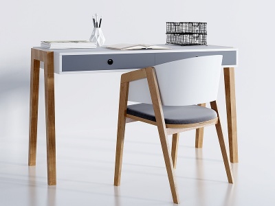 3d北欧书桌椅模型