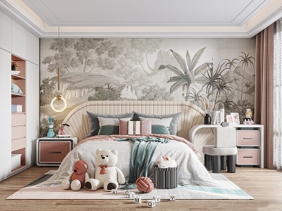 3d现代简欧式儿童卧室模型