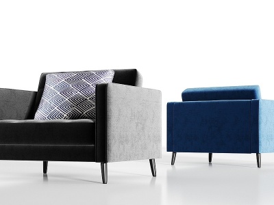 3d现代绒布单人沙发模型