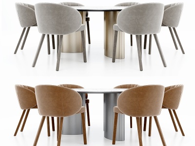 现代大理石圆形餐桌椅模型3d模型