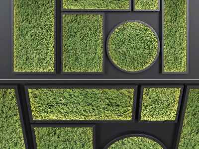 现代苔藓植物背景墙3d模型