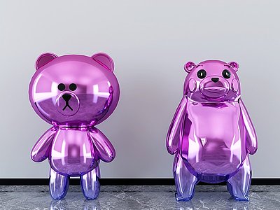 3d现代小熊水晶雕塑模型