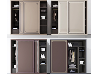 新中式移门衣柜模型3d模型