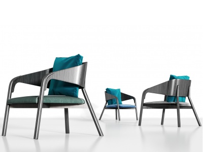 3d新中式实木轻奢绒布单椅模型