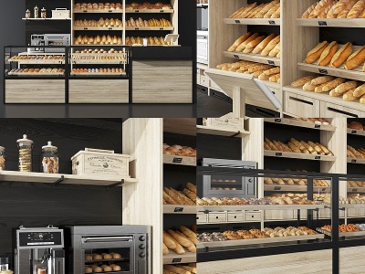 3d现代超市面包货架模型
