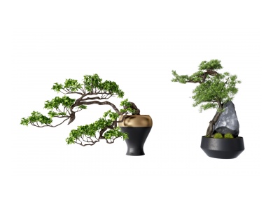 新中式植物摆件3d模型