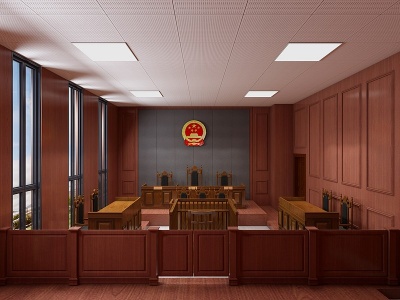 3d新中式法院宣告室模型