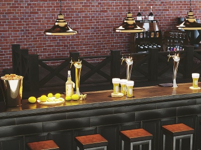 3d工业风酒吧台模型