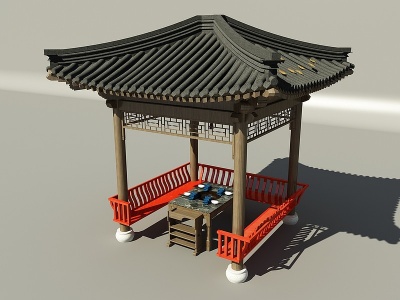3d中式亭子公园凉亭模型