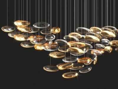 3d现代玻璃灯泡组合吊灯模型