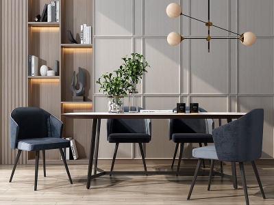 3d现代风格餐桌椅组合模型