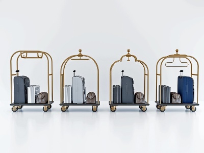 3d现代酒店行李车模型