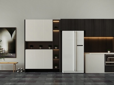 3d现代冰箱柜子组合模型