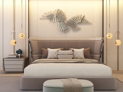 美式大床床头柜模型3d模型