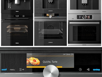 3d现代厨房设备烤箱咖啡机模型