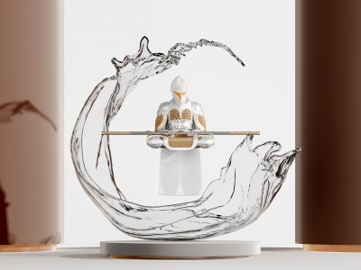 3d现代水花艺术雕塑模型