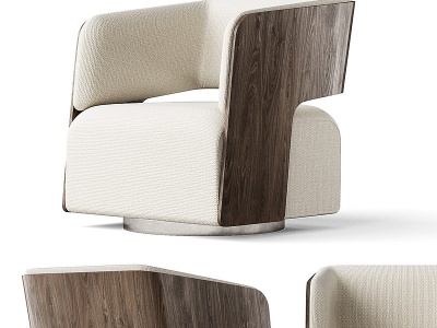 3d现代实木布艺休闲椅模型