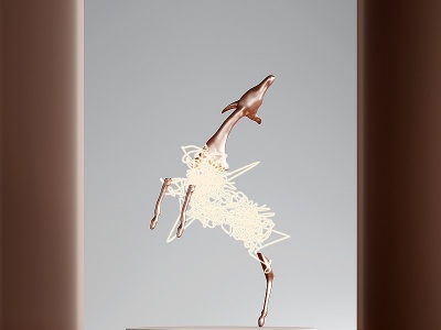 3d现代麋鹿小鹿雕塑摆件模型