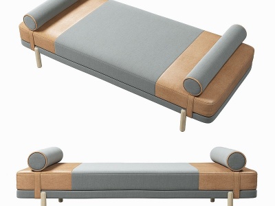 3d现代皮革长凳床尾踏模型
