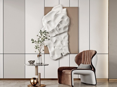 3d现代单椅墙面装置艺术组合模型
