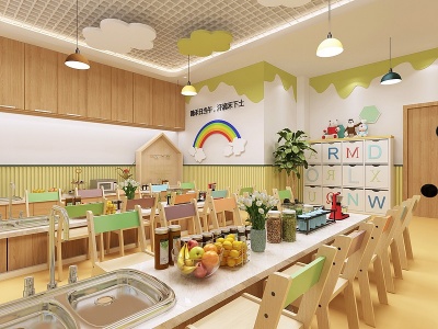 3d现代幼儿园烘焙室模型