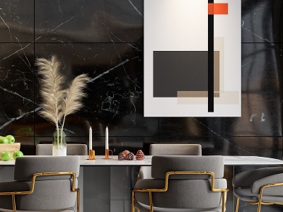 3d后现代风格餐厅餐桌椅子模型