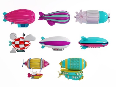 现代儿童热气球飞船模型3d模型