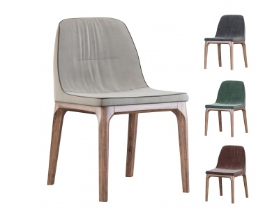 3d现代实木布艺餐椅模型