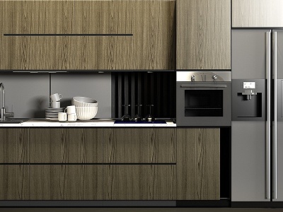 3d现代厨房厨柜厨具组合模型