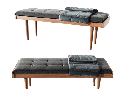 北欧原木床尾凳模型3d模型