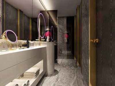 3d现代主题酒店卫生间模型